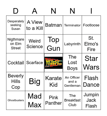 80's Movies Music Bingo Card