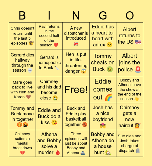 9-1-1 Season Ate? Bingo Card