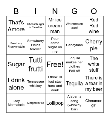 FOOD AND DRINK Bingo Card