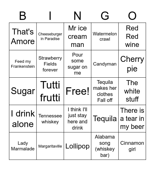 FOOD AND DRINK Bingo Card