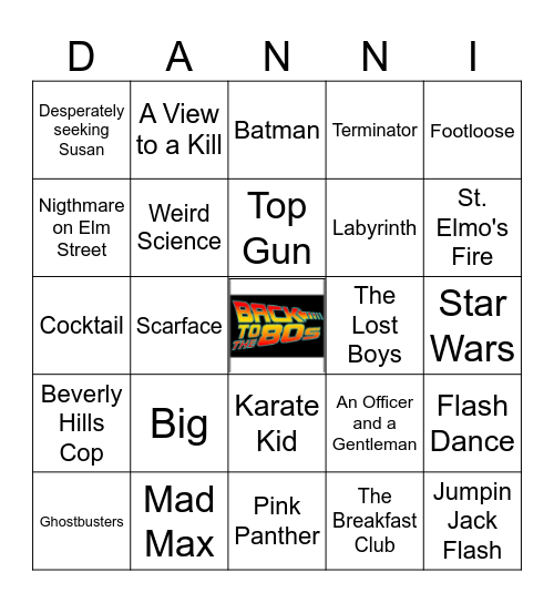 80's Movies Music Bingo Card