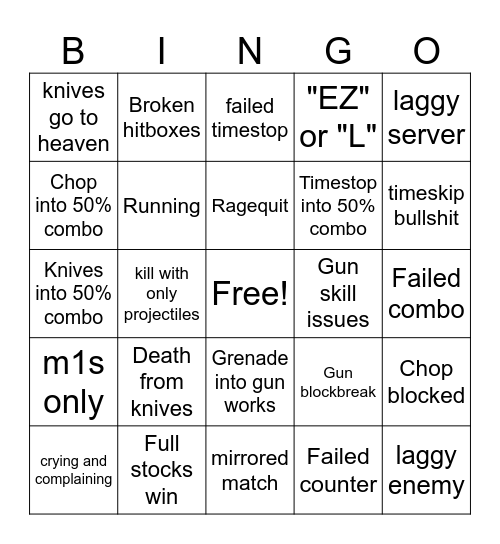 TWAU shenanigans bingo Card