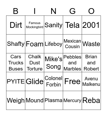 Frank's Shafty'd BINGO Card Bingo Card