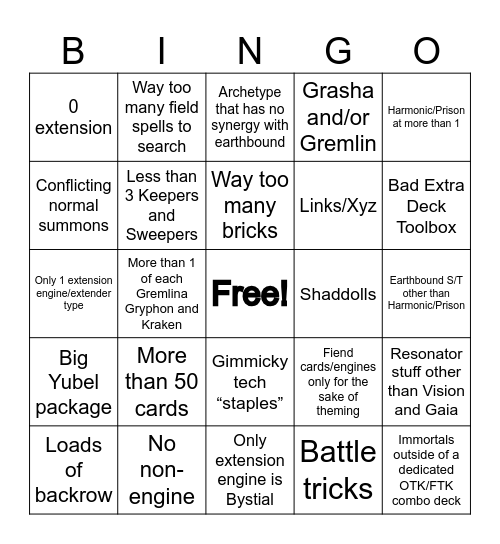 Earthbound Bingo Card