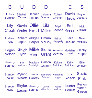 BEST BUDDIES Bingo Card