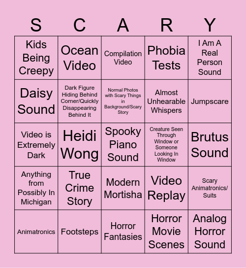 Spooky TikToks Bingo Card