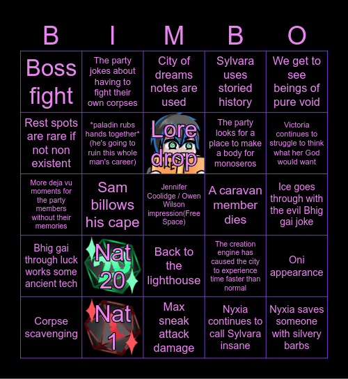 Beyond The Rift ep.9 Bingo Card