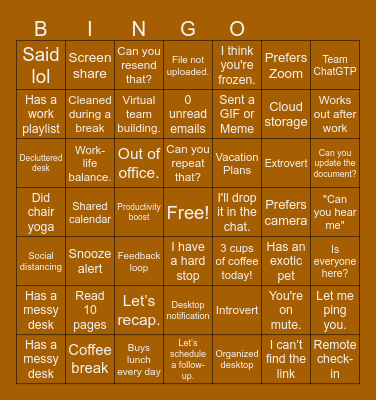 Game Day Bingo Card