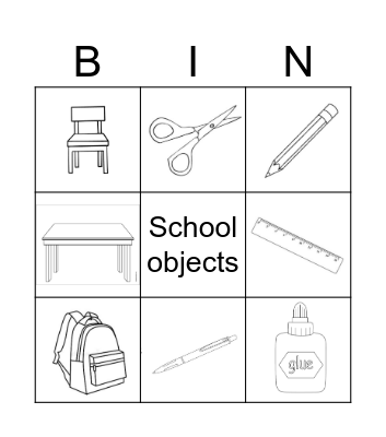 School objects Bingo Card