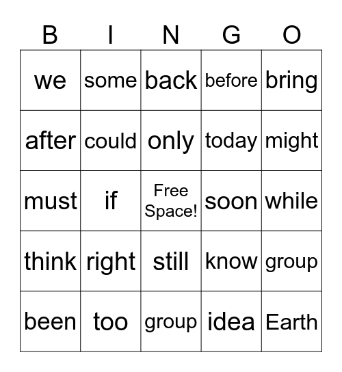 Unit 12 Bingo Card