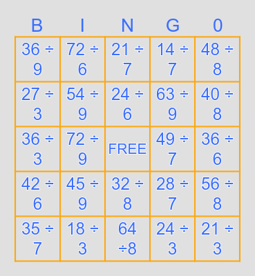 DIVISION Bingo Card