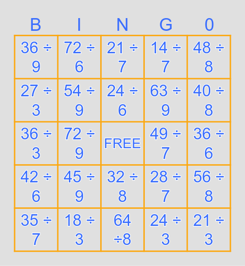 DIVISION Bingo Card