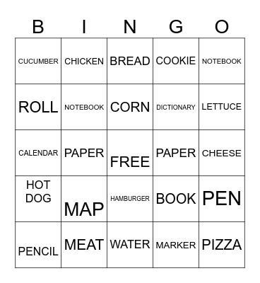 ESL BINGO, ADJECTIVES & NOUNS Bingo Card