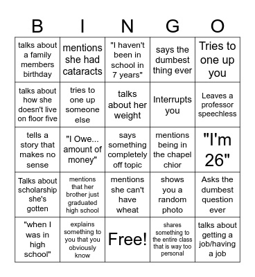 I wish this was a joke. Bingo Card