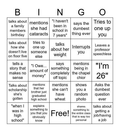 I wish this was a joke. Bingo Card