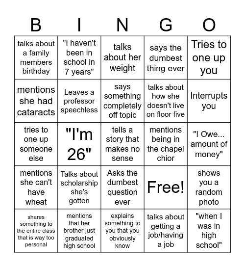 I wish this was a joke. Bingo Card