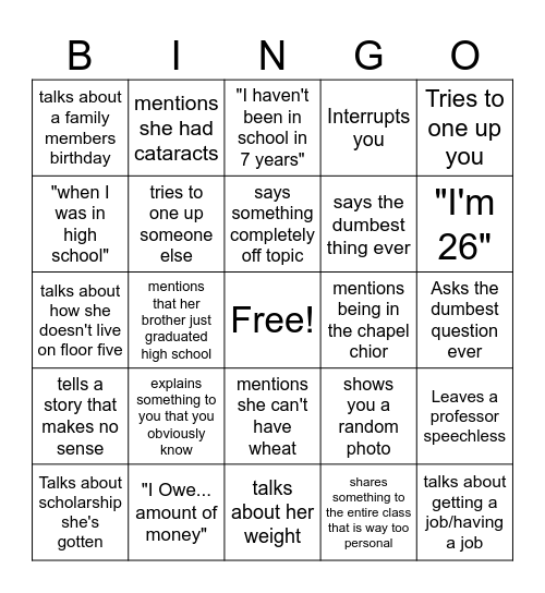 I wish this was a joke. Bingo Card