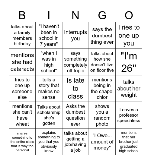 I wish this was a joke. Bingo Card