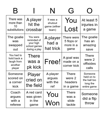 Wartburg Soccer Bingo Card