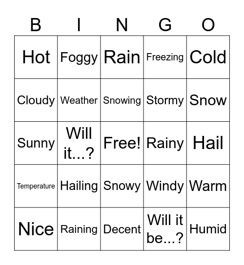 CLIMA Bingo Card