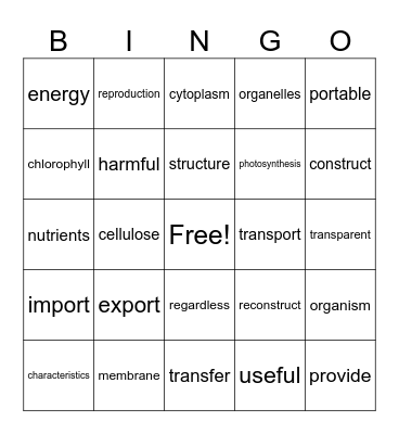 CELLS Bingo Card