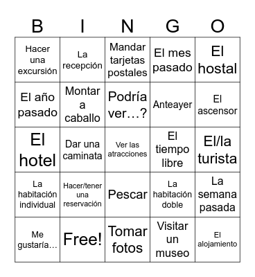 Ir de vacaciones! Bingo Card