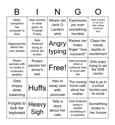 Helen Bingo Card