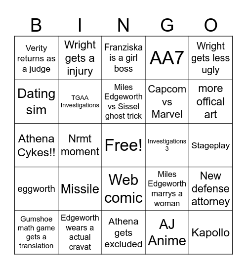 AA production Trailer Bingo Card