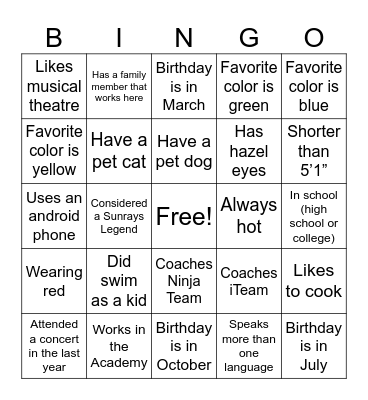 Untitled Bingo Card