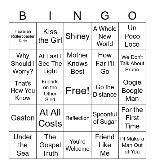 Disney Bingo 3 Bingo Card