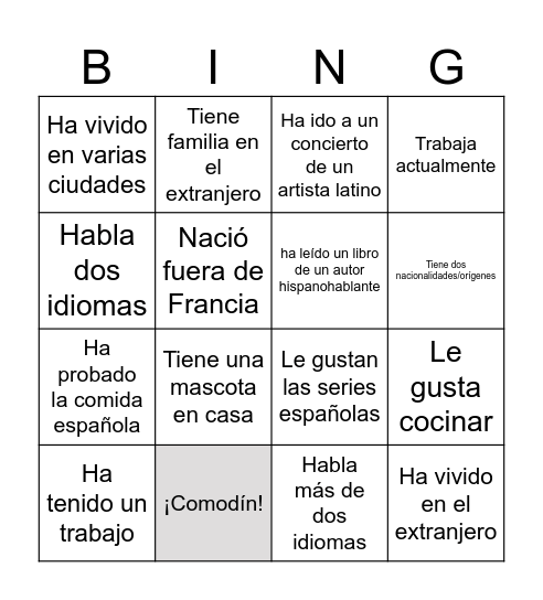 Conoces a alguien que... Bingo Card