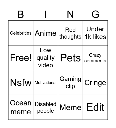 Untitled Bingo Card