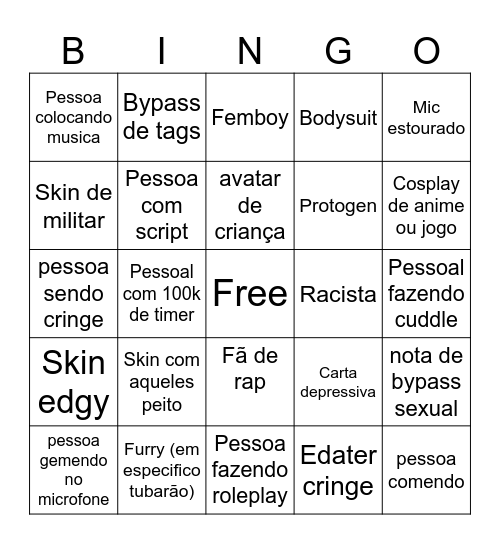 Write a letter bingo (feito por diogo) Bingo Card