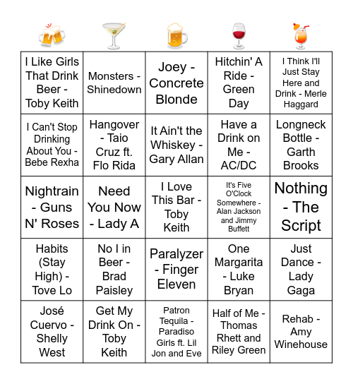Let's Have a Drink (Part 2) Bingo Card