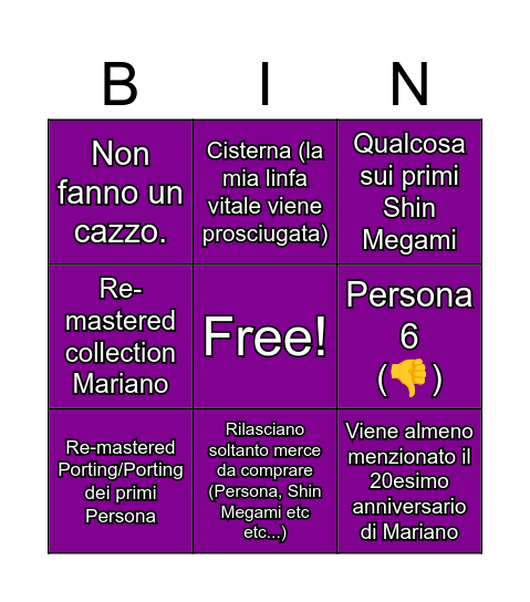 ATLUS BINGO!!! Bingo Card