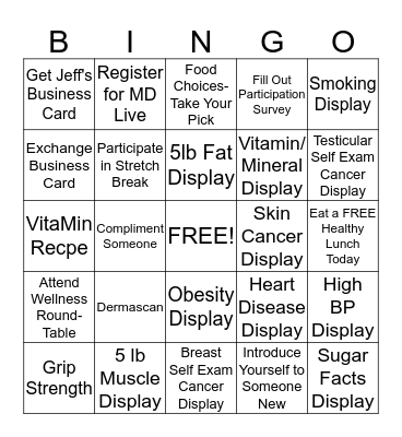 MPR Wellness Bingo Card