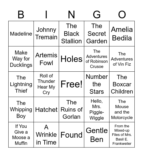 Children's Favorite Books Bingo Card