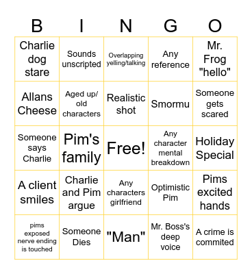 Smiling Friends Bingo Card