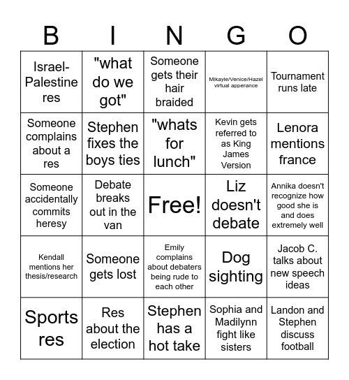 DERRYBERRY DAY 1 Bingo Card