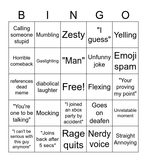 Marshall Bingo Card
