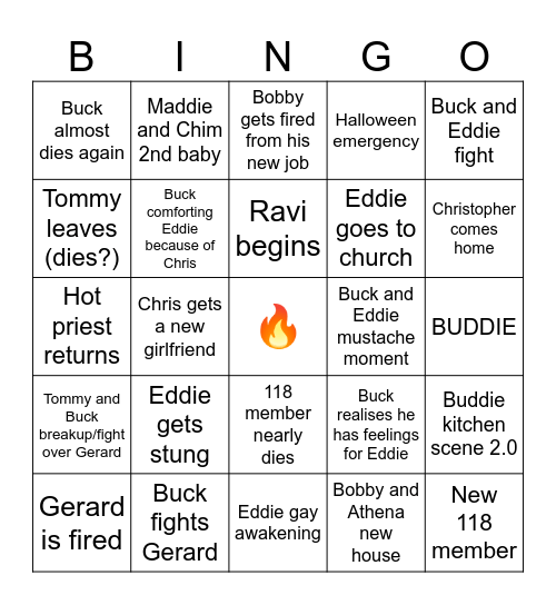 9-1-1 S8 Predictions Bingo Card