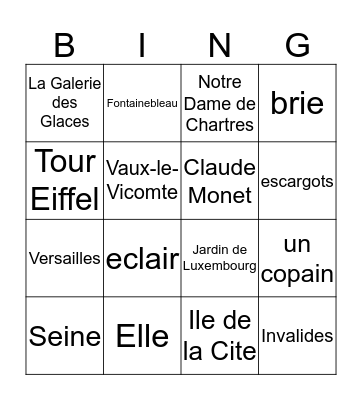 Chapitres 1-2 Culture Bingo Card