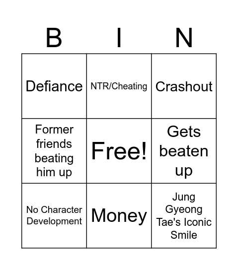 Boyhood (2023) Episodes 7 (Onwards) Bingo Card