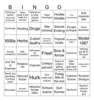 Far Cry Bingo Card