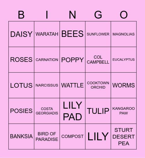 BLOOMIN' Bingo Card