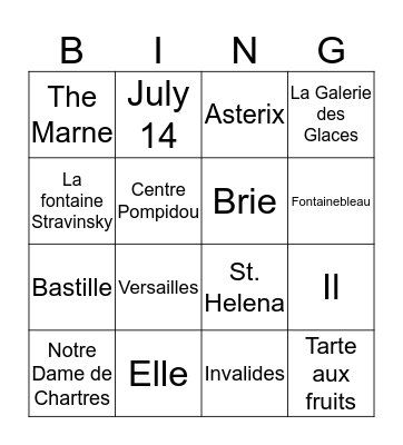 Commencons! Bingo Card