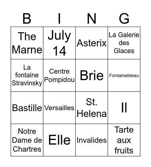 Commencons! Bingo Card