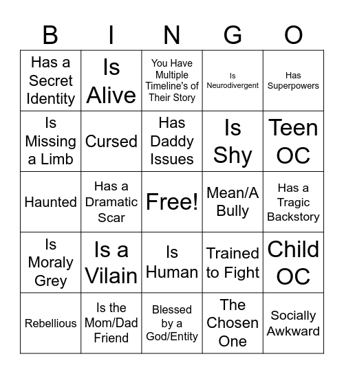 OC Bingo Card