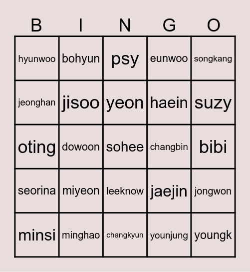 Bingonya sohee Bingo Card