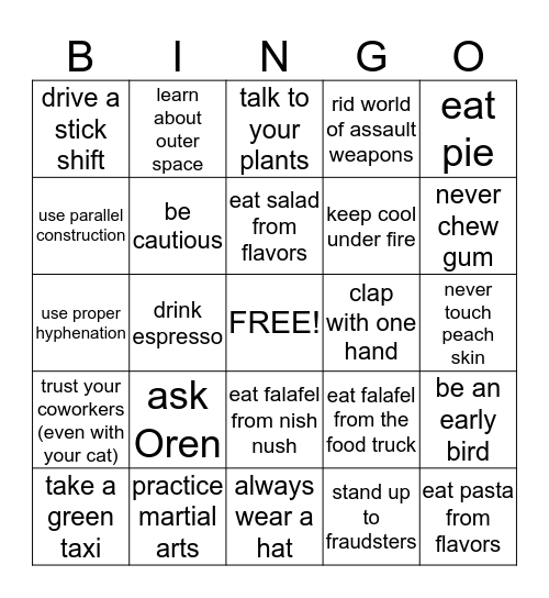 Claude's List of Appellate Fundamentals Bingo Card
